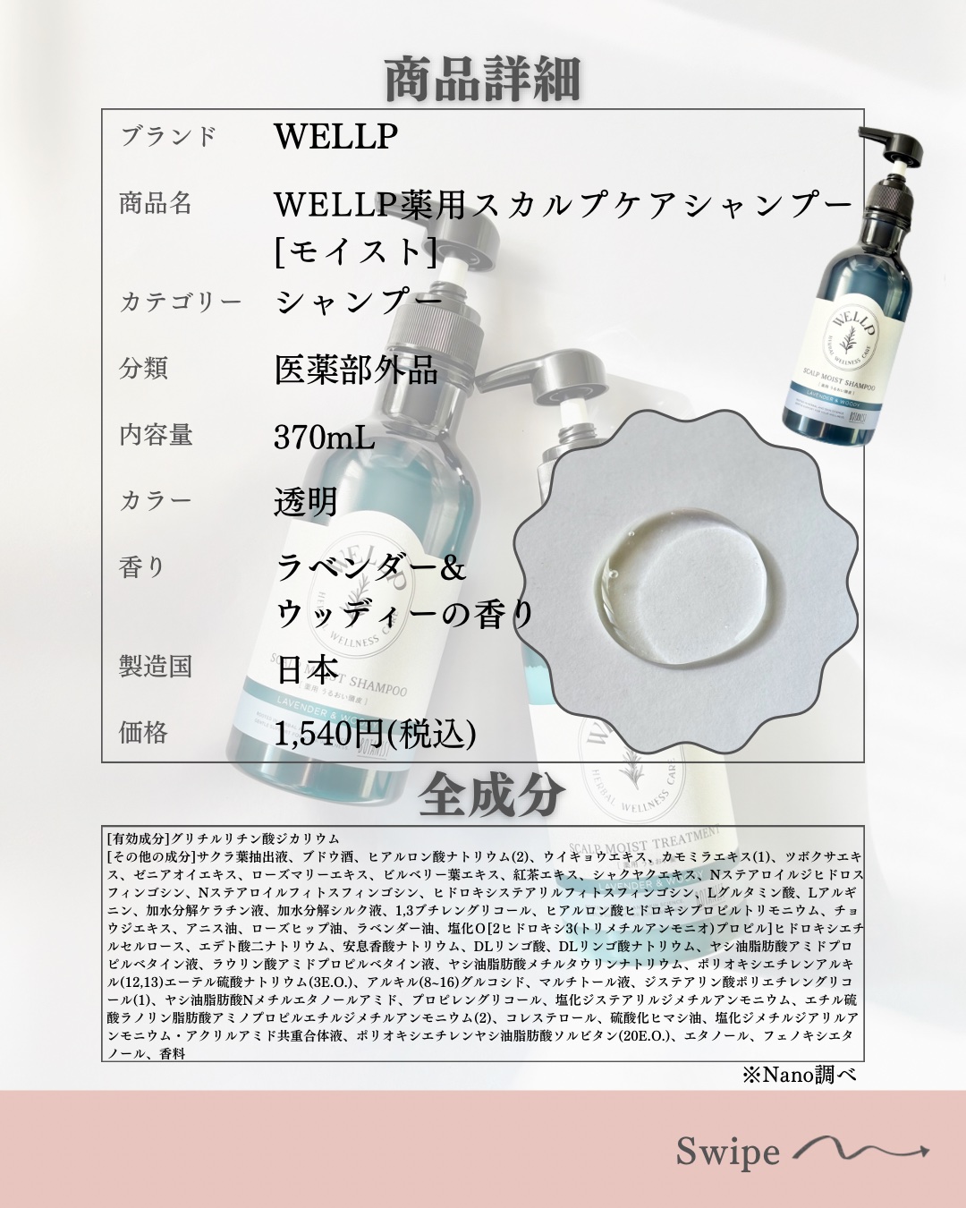 薬用スカルプケアシャンプー/トリートメント モイスト/WELLP/市販シャンプーを使ったクチコミ（2枚目）