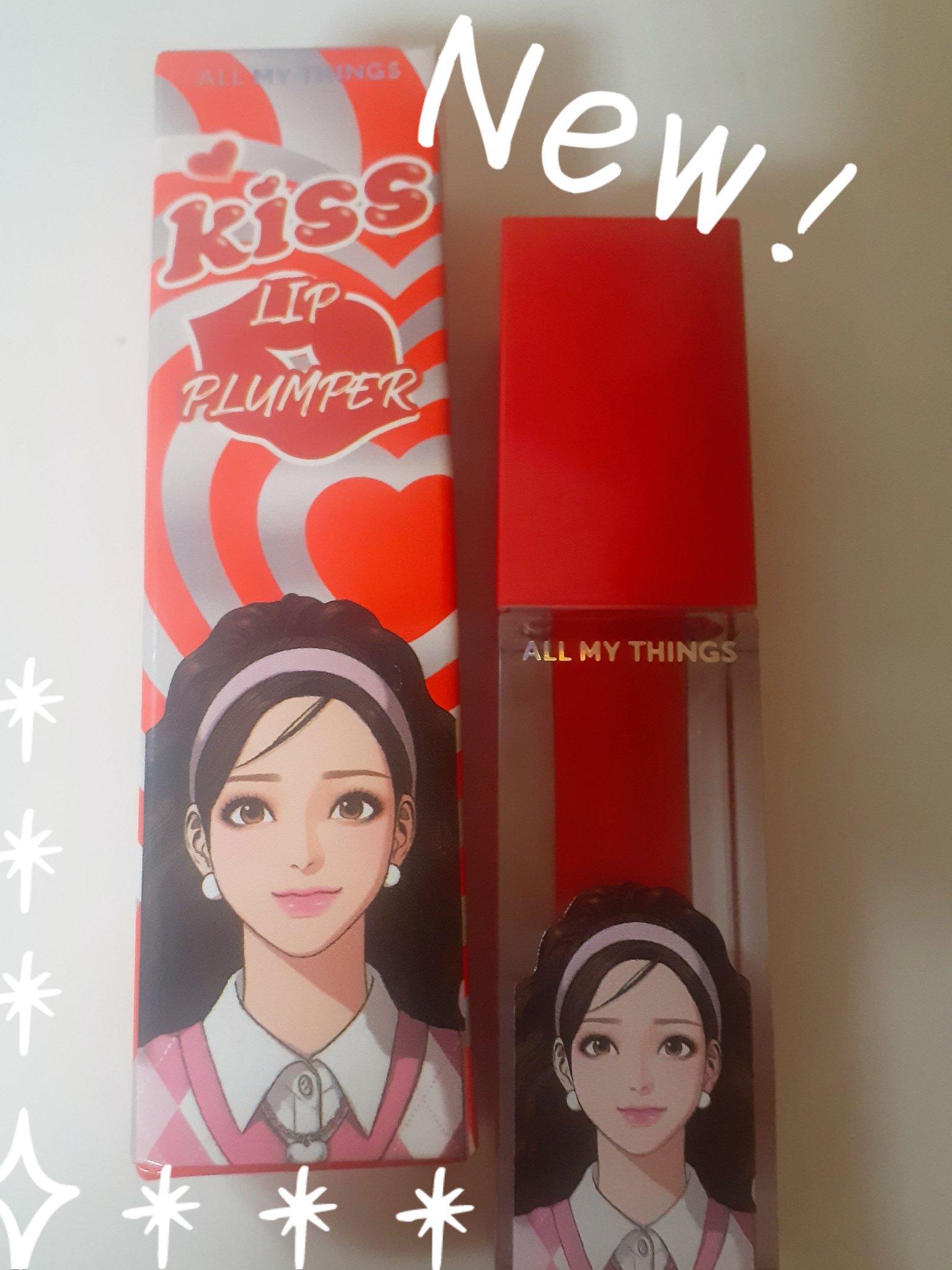 めっちゃかわいい🎵
パケ💕
all my things　True Beauty Kiss Lip Plumper
私は02　TEA TIMEを購入しました。

パケ買いしましたが、買って良かったです。

色味はスケ感のあるカラーだし、
