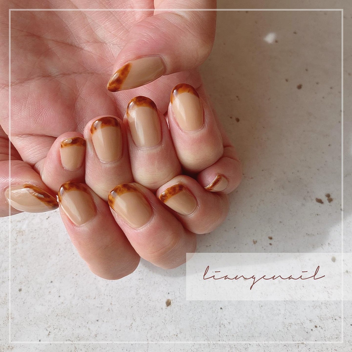 Yuki on LIPS 「.べっ甲フレンチ❤︎....Liangenail《リアンジェ..」(1枚目)