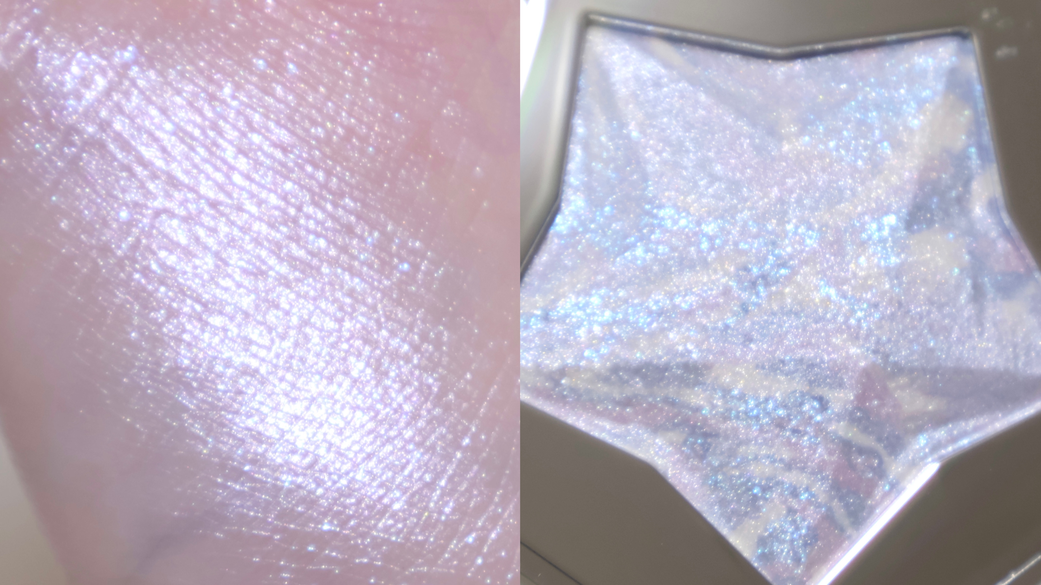 PERFECT DIARY スターダストダイヤモンドハイライトパウダーのクチコミ「パーフェクトダイアリーのハイライトやっば……青ラメ好きに推したいネビュラブルーは透明感たっぷり.....」（3枚目）