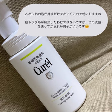 キュレル 皮脂トラブルケア 泡洗顔料のクチコミ「🎀朝洗顔🎀

キュレル
皮脂トラブルケア 泡洗顔料

肌に悩んでいて朝時間がない人はこれを買っ.....」（2枚目）