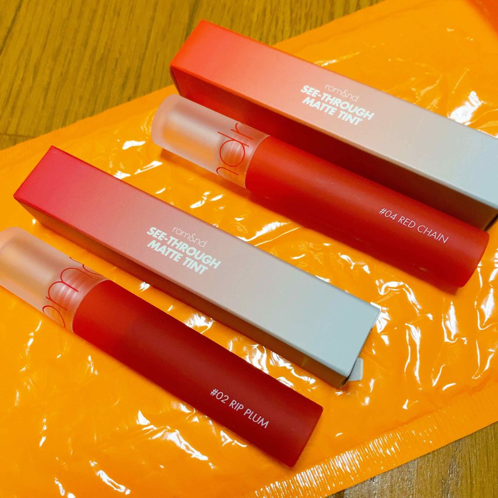 シースルーマットティント 4.RED CHAIN/rom&nd/リップティントを使ったクチコミ（1枚目）