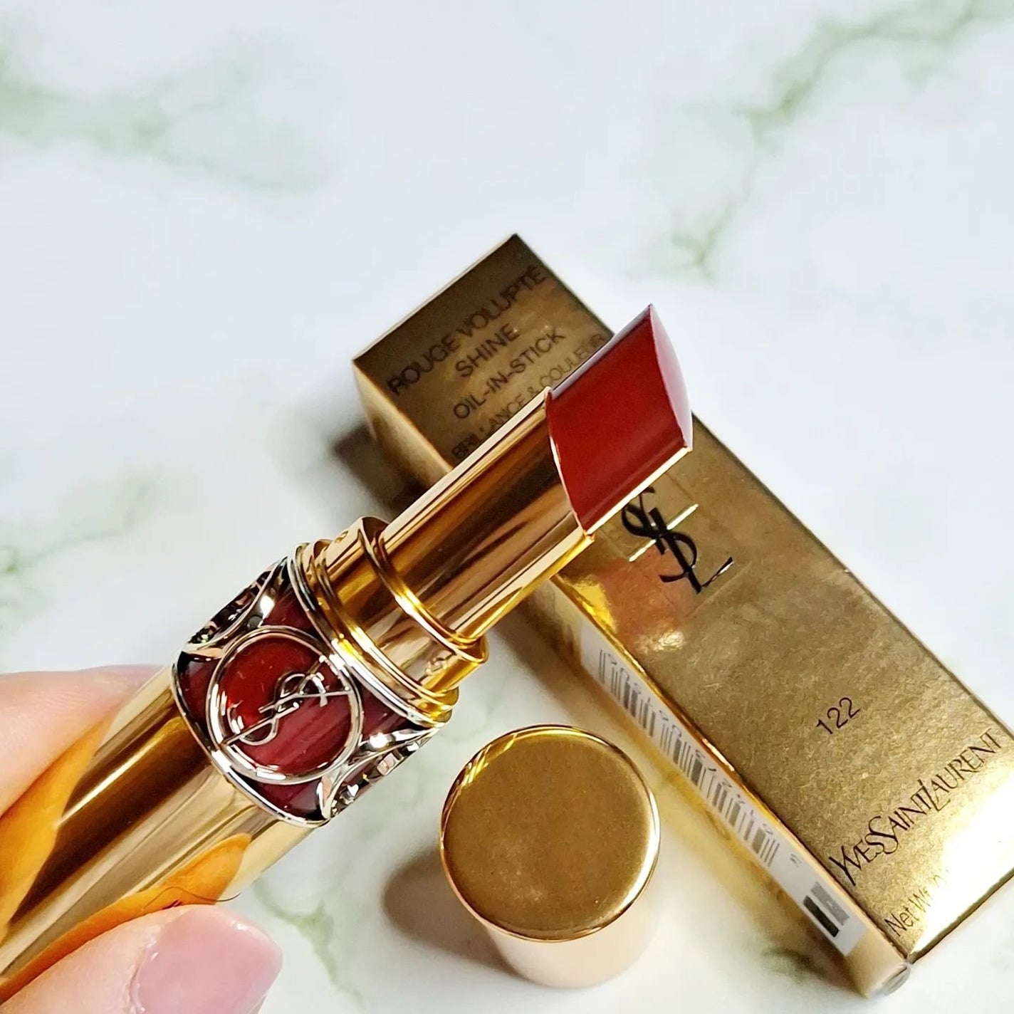 ルージュ ヴォリュプテ シャイン/YVES SAINT LAURENT BEAUTE/口紅を使ったクチコミ(2枚目)