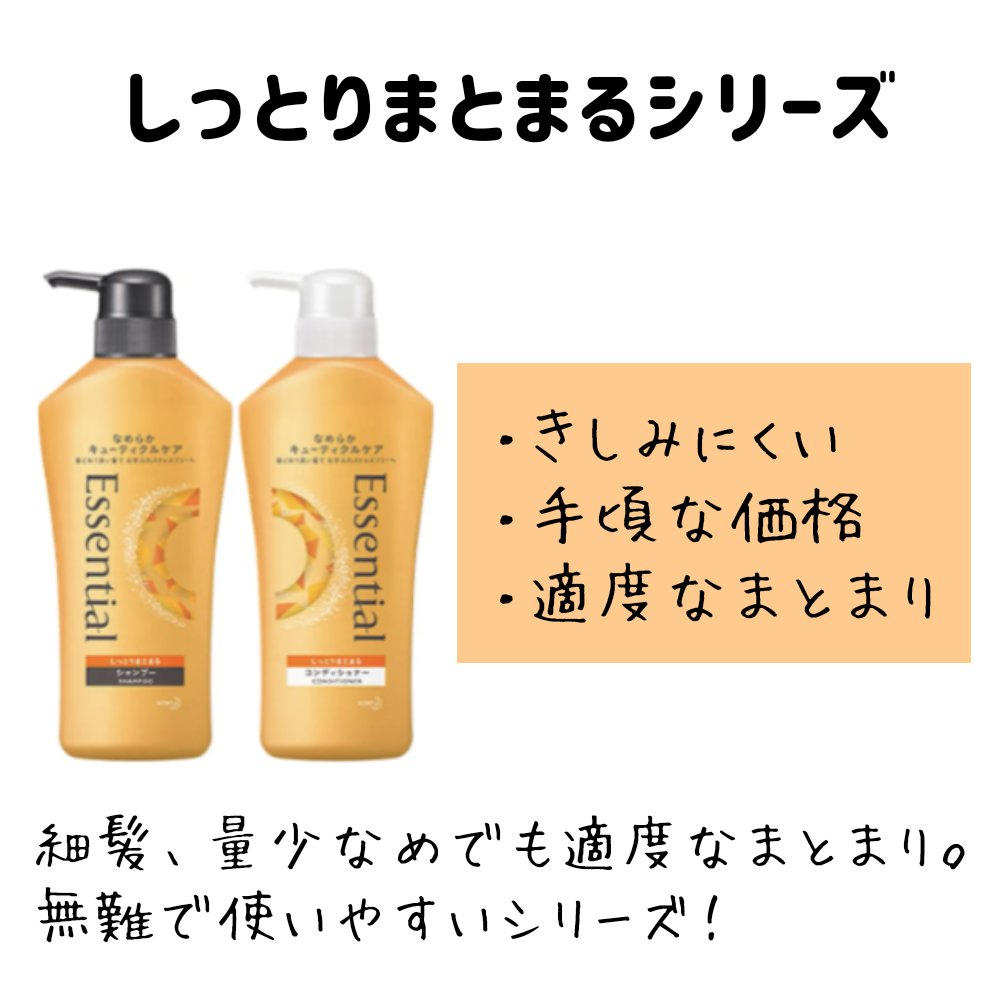 しっとりまとまる シャンプー／コンディショナー/エッセンシャル/市販シャンプーを使ったクチコミ（2枚目）
