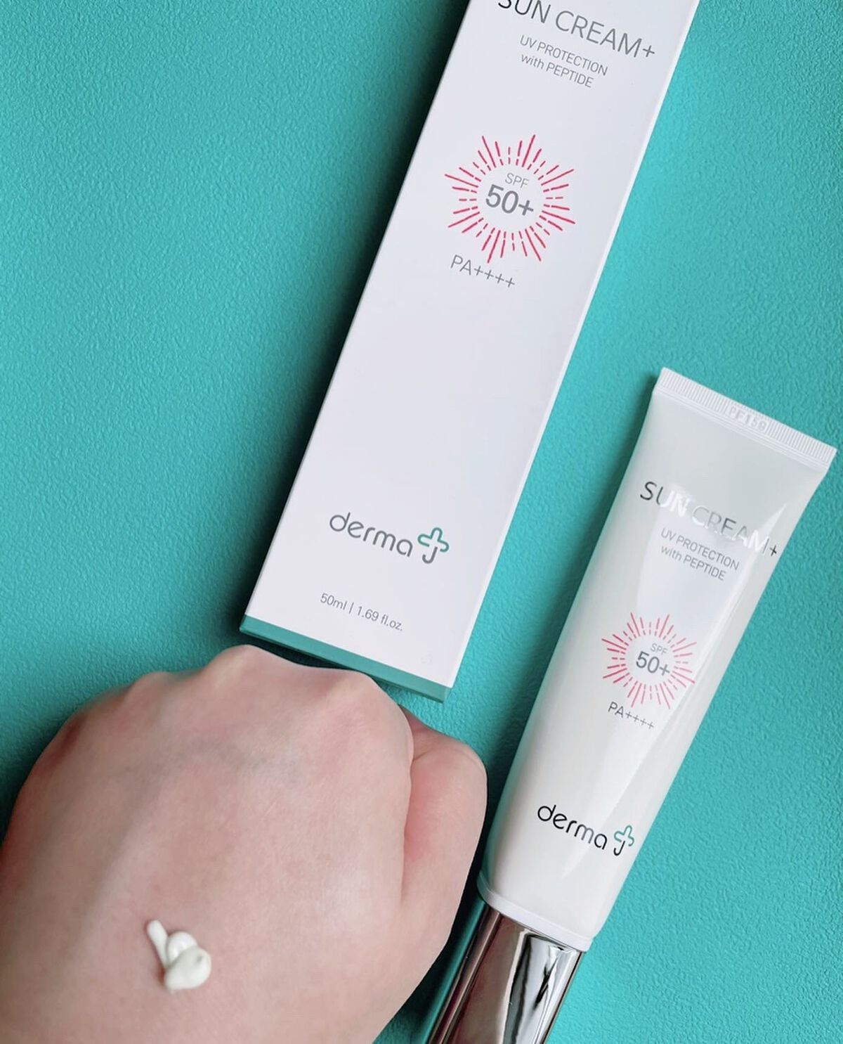 サンクリーム+/ DermaJ/日焼け止めクリームを使ったクチコミ(2枚目)