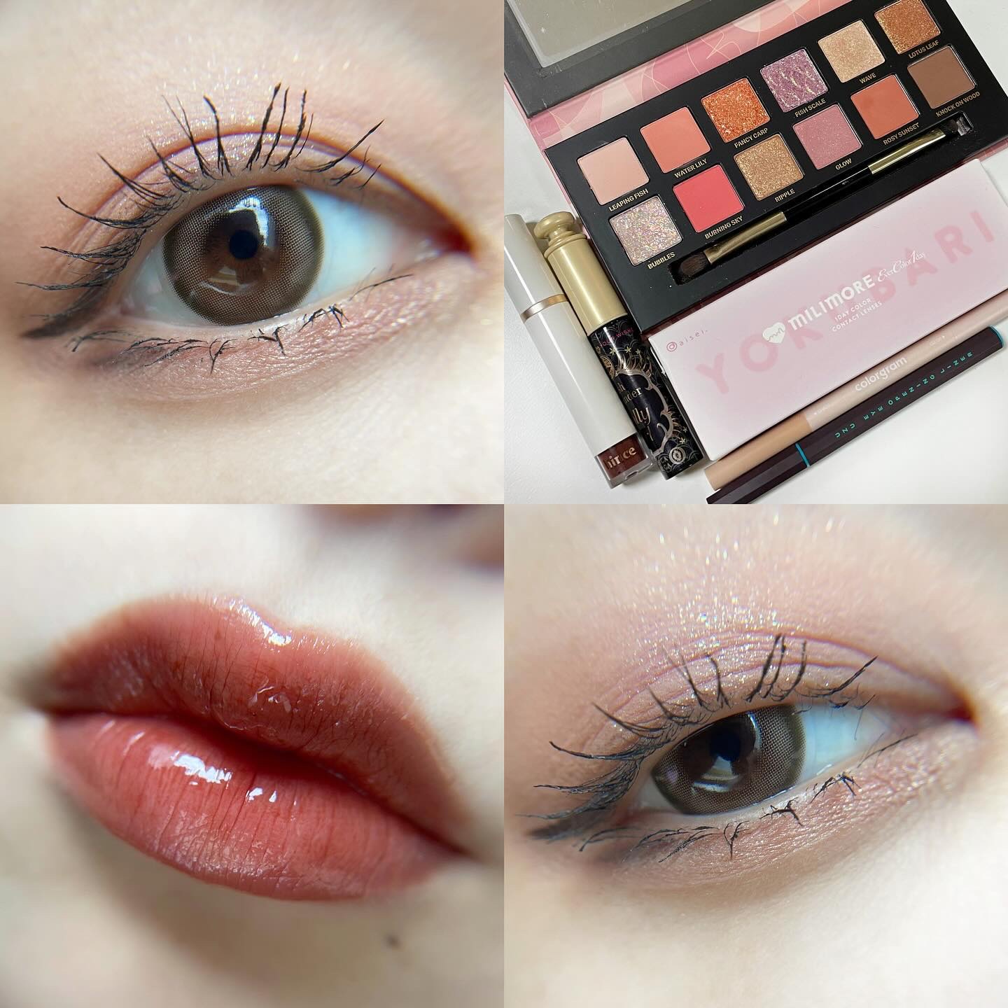 #今日のメイク 🪄🪞

珍しく下目尻にアイライン入れてみた…んだけど、
イマイチ正解が分からない😯これでいいのか？？？
あとこのカラコン可愛くて推し🫶🏻🫶🏻

🎨 PERFECT DIARY 12色アイパレット 鯉
💄 h