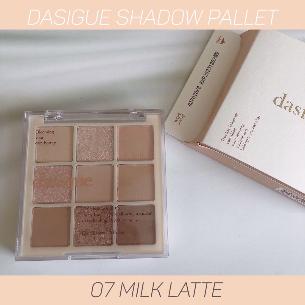 dasique:シャドウパレット
 #07 Milk Latte
----------------------------------------------------------
-Sliding Matte-
滑るように柔らかいテクス