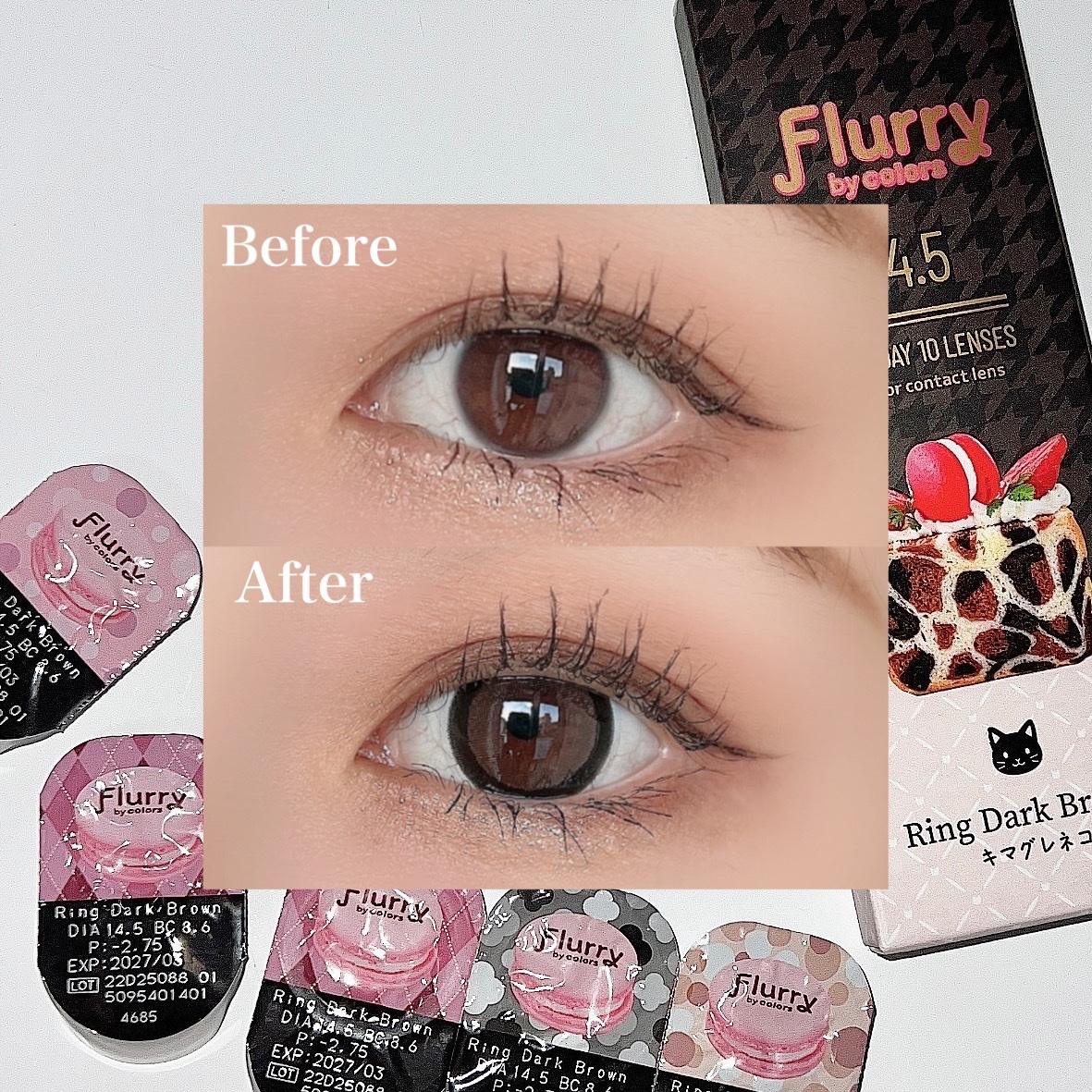 Flurry by colors 1day リングダークブラウン(キマグレネコ)/Flurry by colors/ワンデー（１DAY）カラコンを使ったクチコミ（3枚目）