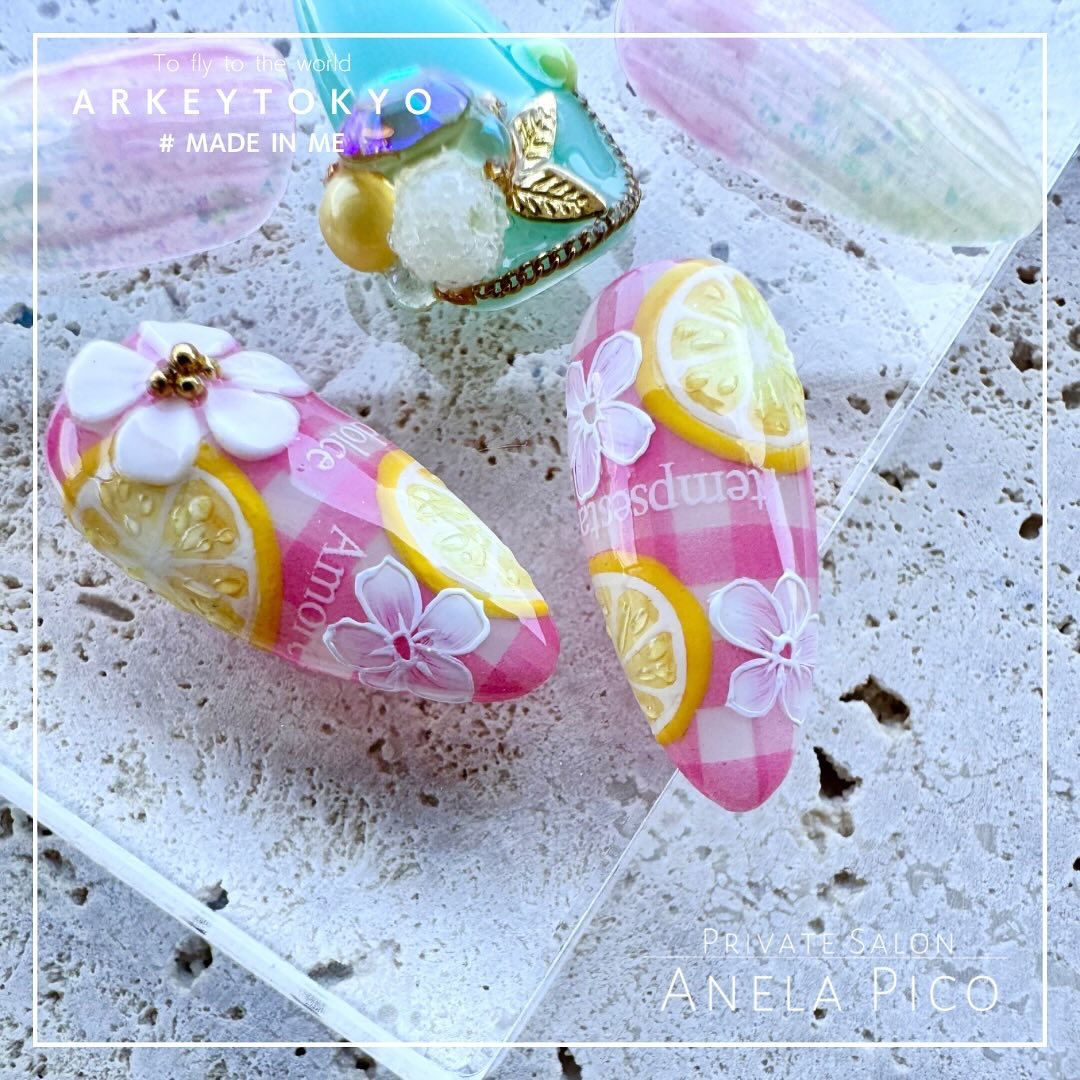 #ネイル,#ジェルネイル,#チェックネイル,#フルーツネイルのネイルデザイン