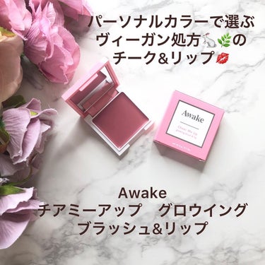 チアミーアップ グロウイング ブラッシュ＆リップ 01 plum rose/Awake/口紅を使ったクチコミ（1枚目）