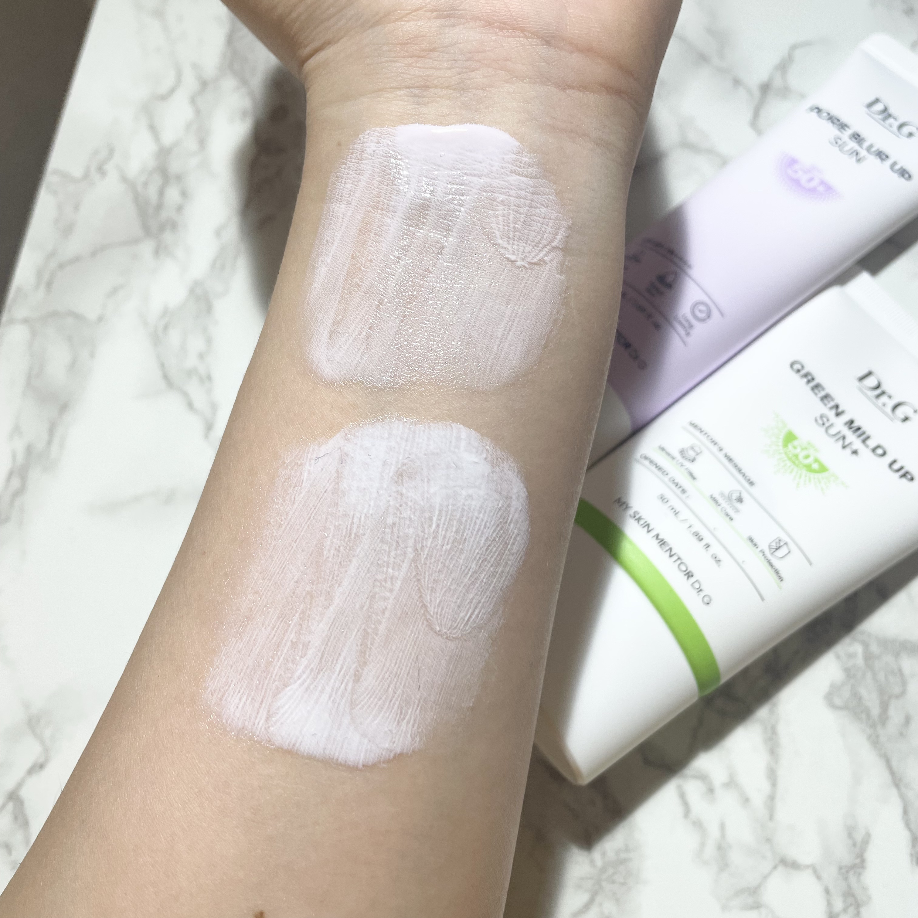 グリーンマイルドアップサンプラス/Dr.G/日焼け止めクリームを使ったクチコミ（3枚目）