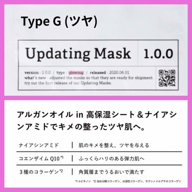 Updating Mask 1.0.0 Type G（ツヤ）／glowing 1セット5枚入り/meol/シートマスク・パックを使ったクチコミ（2枚目）