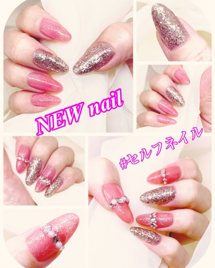 #ジェルネイル,#セルフネイル,#大人可愛いネイル,#ビジューネイル,#キラキラネイル,#セルフジェルネイルのネイルデザイン