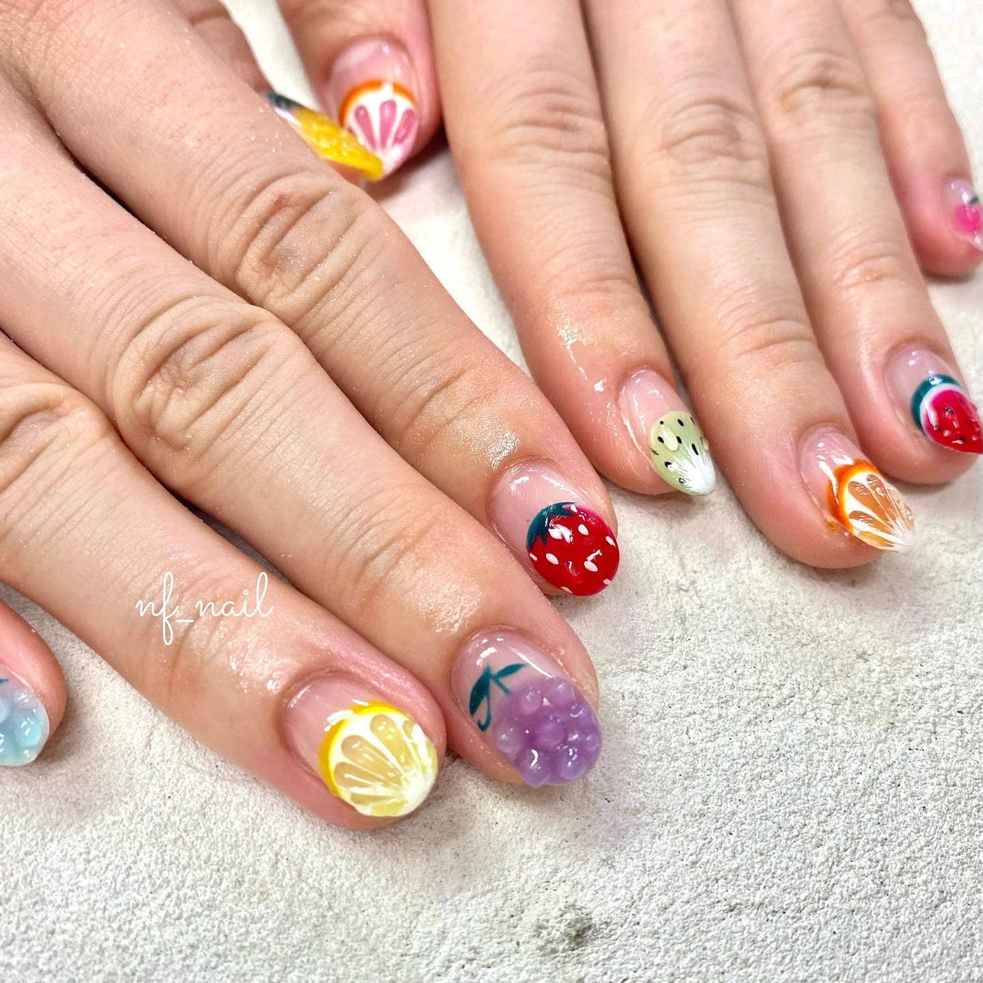 Natsumi◎nailist on LIPS 「.🍋🍊🍍🍓🍇🍒🥝持ち込み¥9,980.#ネイル#ネイルデザ..」(2枚目)