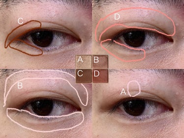 【着画あり】キャンメイク シルキースフレアイズ マットタイプ M02 チャイブリックのレビュー


以下では、
左上をA、右上をB、左下をC、右下をD
として文章を記載しています。

◾️テクスチャ、色
2枚目のスウォッチもご参照ください。

A ラメ
　ピンクをベースに、
　白が混ざっているように思います。

B マット
　淡いピンクです。
　薄いように見えますが、私の肌では、
　意外と濃いめの色に感じます。

C マット
　赤みのある茶色です。
　こちらは濃く見えますが、肌に乗せると
　淡い発色のように感じます。

D マット
　黄みの少ない赤です。
　私の肌では発色が良く、かなり赤くなります。


◾️塗布手順
ナチュラルに仕上げたいため、
濃い色から塗布するようにしています。

ブラシは①から③まですべて同じものを使用しています。

3枚目の写真もご参照ください。

①
Dを上瞼、下瞼ともに目尻のみに塗布します。
私は奥二重なので、濃い色を目頭まで塗ると、わずかに見える二重幅が隠れてしまうかなと思っているためです。
上瞼と下瞼に塗った色が目尻で繋がるように塗ります。

②
CをDの境目をぼかすように塗ります。
上瞼は、目の窪みの内側に塗ります。
下瞼は、目尻から黒目の下くらいまで塗ります。
こちらも、目尻で色が繋がるように塗ります。

③
BをCの境目をぼかすように塗ります。
上瞼は、眉毛にかかるくらいまでぼかし広げています。
下瞼は、境目ではなく、全体に目頭から目尻まで塗ります。
目尻で色が繋がるように塗ります。

④
Aを小指に取り、上瞼黒目上に置くように塗ります。


◾️仕上がり
薄く発色するように少量をブラシに取っていて、
濃い色から塗り重ねていますが、Dでかなり赤くなるため、
ナチュラルさは控えめで、つけてる感が出るように思います。

したがって、平日、会社に行くときには私は少し使いづらく、休日の外出時のみ使用しています。

4枚目の写真もご参照ください。

私は、自己診断&LIPSパーソナルカラー診断で
ブルーベース冬となっています。
（1st冬、2nd夏）

黄みが少ないかなと思って買ったのですが、
青みがあるわけではないためか、
私の肌にはあまり馴染まないようで
ナチュラルに仕上げることは難しいです。

ナチュラルに仕上がらなくても気にならないのであれば、
ブルーベースの方でも使いやすいかもしれません。


#キャンメイク #シルキースフレアイズ #マットアイシャドウ #アイシャドウ #ナチュラルメイク #奥二重 #ブルーベース #ブルベ冬 #着画 #メンズメイクの画像 その2