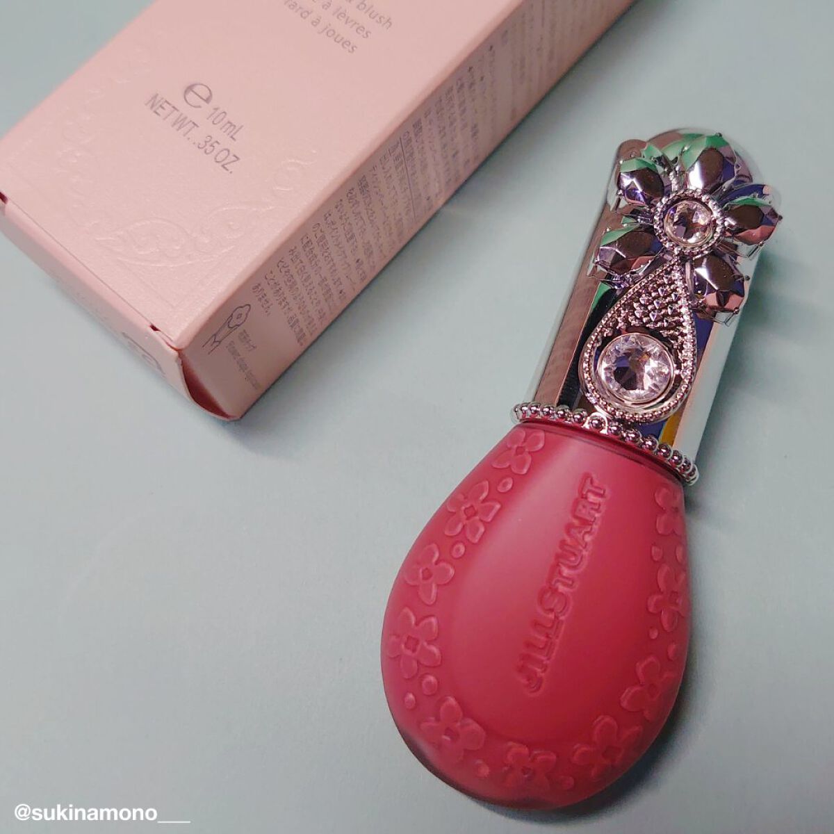 ジルスチュアート ブルームドロップ リップ＆チーク シフォン 04 peach humming/JILL STUART/リキッドチークを使ったクチコミ（2枚目）