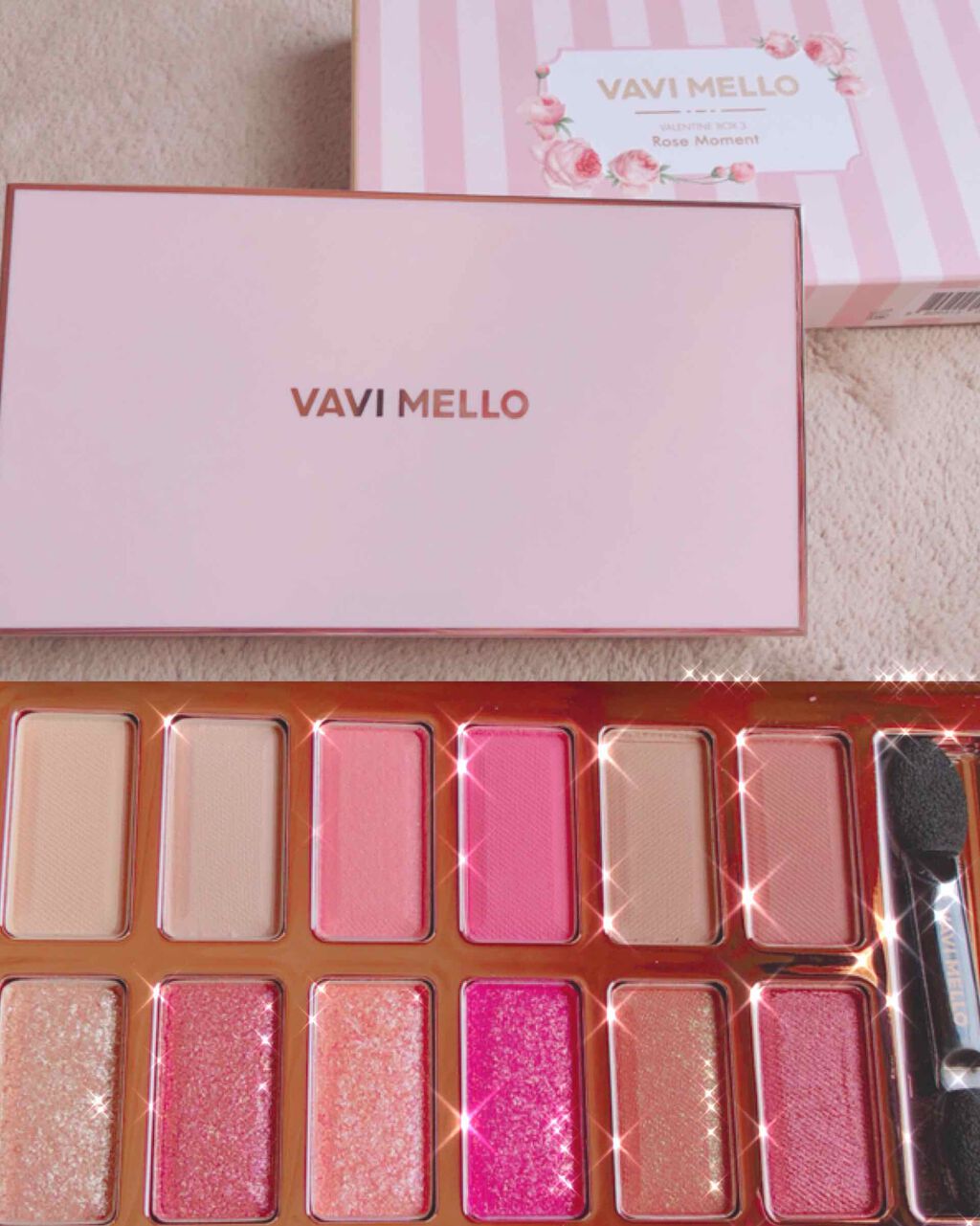 バレンタインボックス3ローズモーメント/VAVI MELLO/アイシャドウパレットを使ったクチコミ(1枚目)