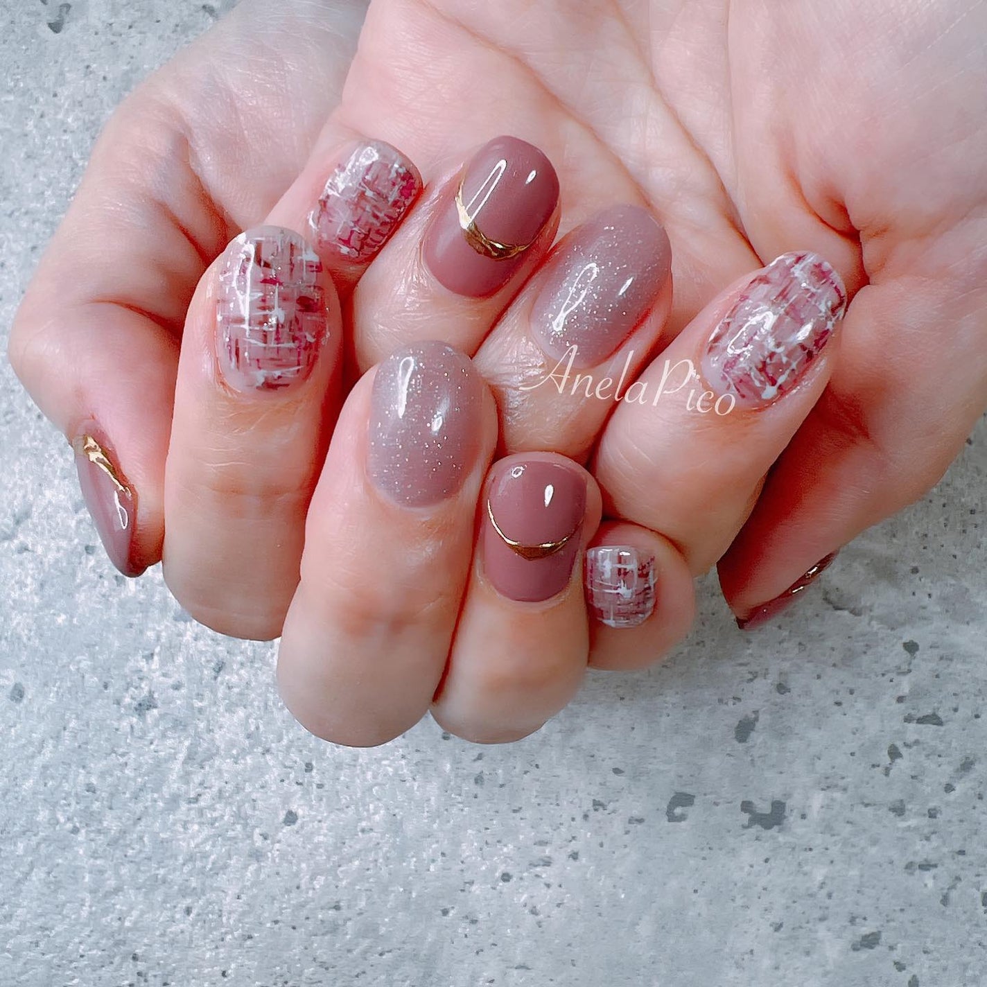 mamico on LIPS 「*お客様ネイル💅✨秋冬になると多く選ばれるツイードネイル🧶ツイ..」(1枚目)