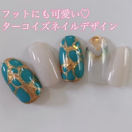 #セルフネイル,#ジェルネイル,#夏ネイル,#ターコイズネイルのネイルデザイン