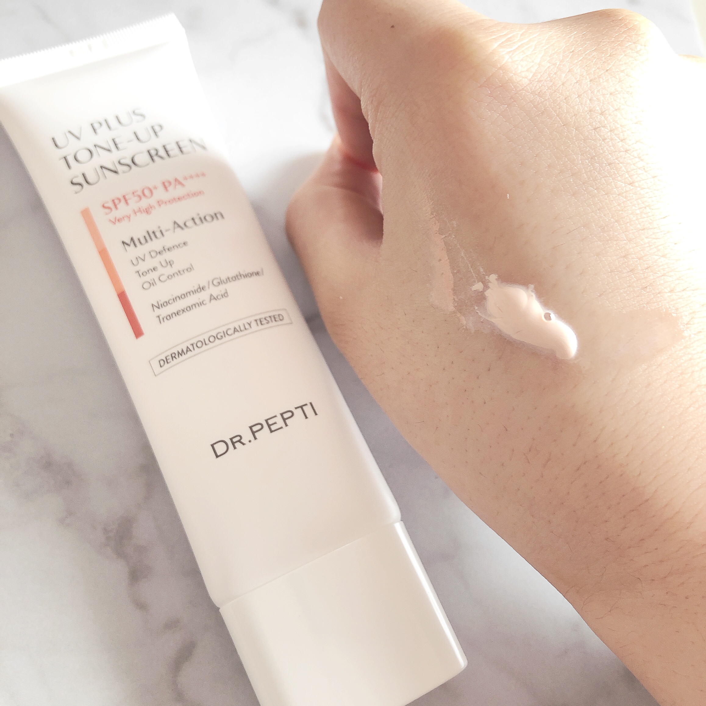 UVプラス トーンアップサンスクリーン/DR.PEPTI/日焼け止めミルクを使ったクチコミ（2枚目）