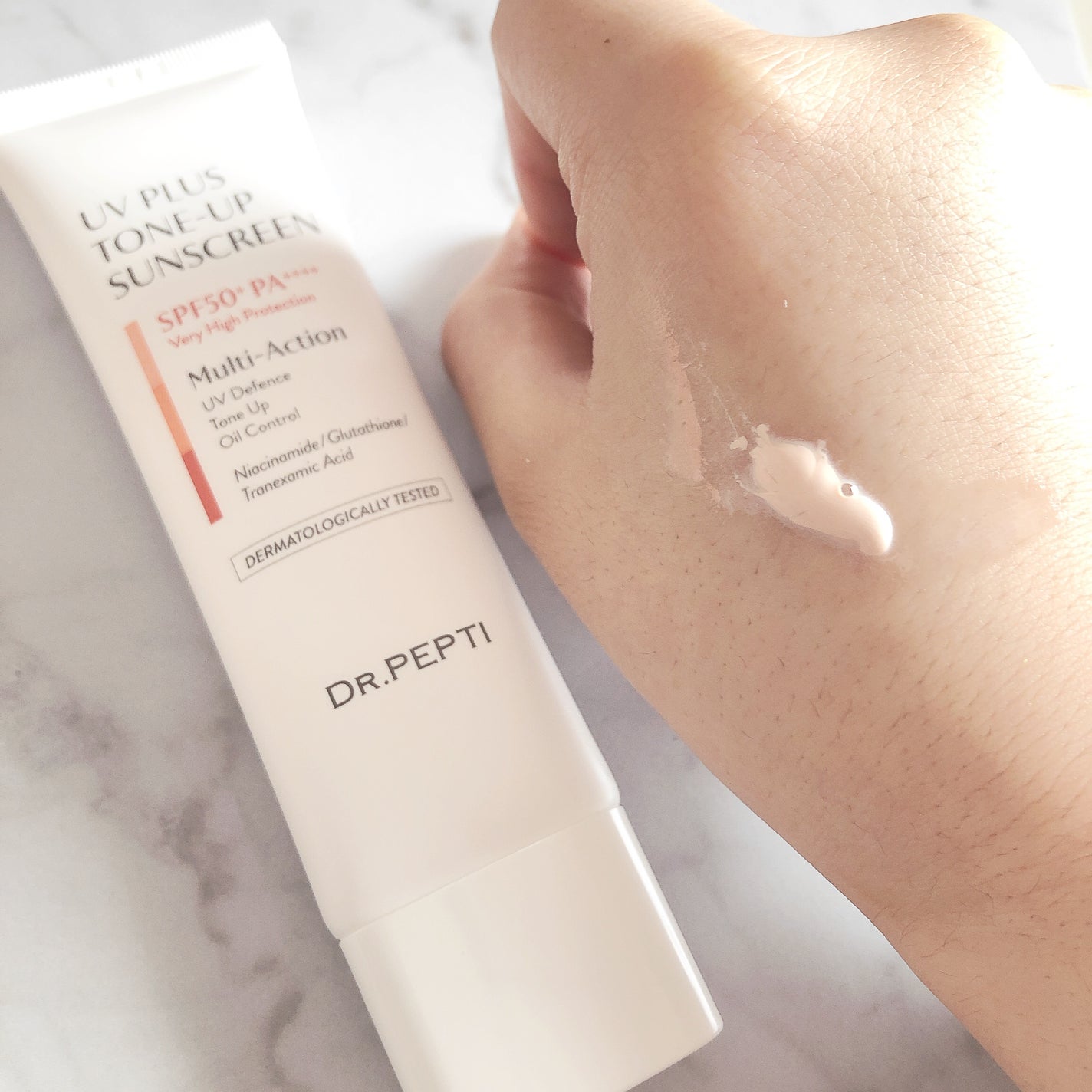 UVプラス トーンアップサンスクリーン/DR.PEPTI/日焼け止めミルクを使ったクチコミ(2枚目)