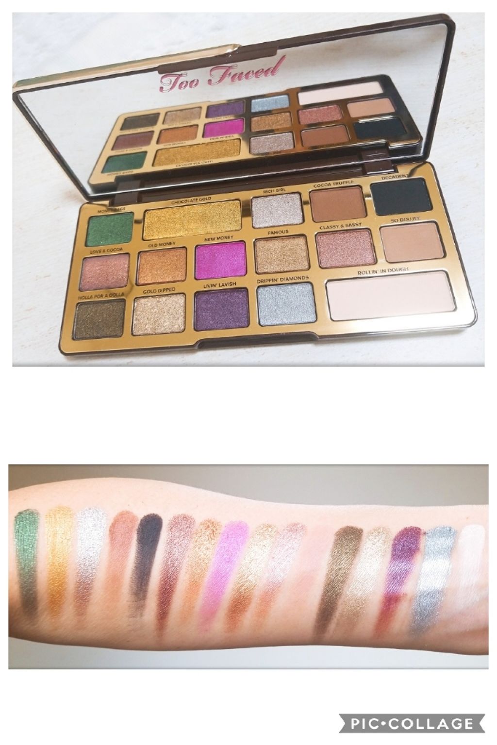 Too Faced チョコレート ゴールド アイ シャドウ パレットのクチコミ「❤🍫🍫TooFaced🍫🍫❤
～CHOCOLATE Gold～
＜メタリック/マット　アイシャ.....」（3枚目）