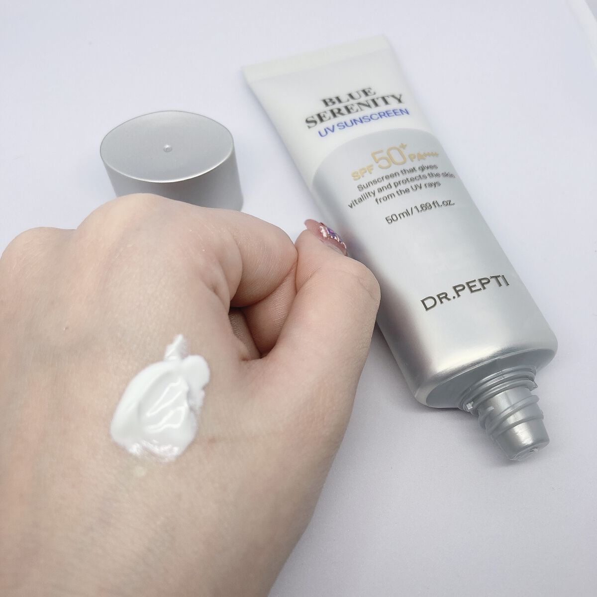 ブルーセレニティーUVサンスクリーン/DR.PEPTI/日焼け止めクリームを使ったクチコミ（2枚目）