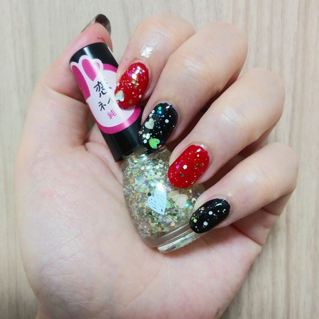 恋ネイル/セリア/マニキュアを使ったクチコミ(4枚目)