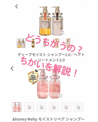 &honey ディープモイスト シャンプー1.0／ヘアトリートメント2.0のクチコミ「アンドハニーのシャンプーの違い！
こんちには。
アンドハニーファンです笑笑。
高いけど本当にい.....」（1枚目）