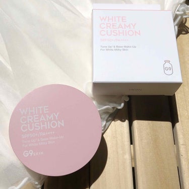 G9SKIN WHITE CREAMY CUSHION(ウユファンデ)のクチコミ「.﻿
.﻿
G9SKIN﻿
牛乳タンパク質配合のG9ウユクッション﻿
﻿
パケがとってもかわい.....」（1枚目）