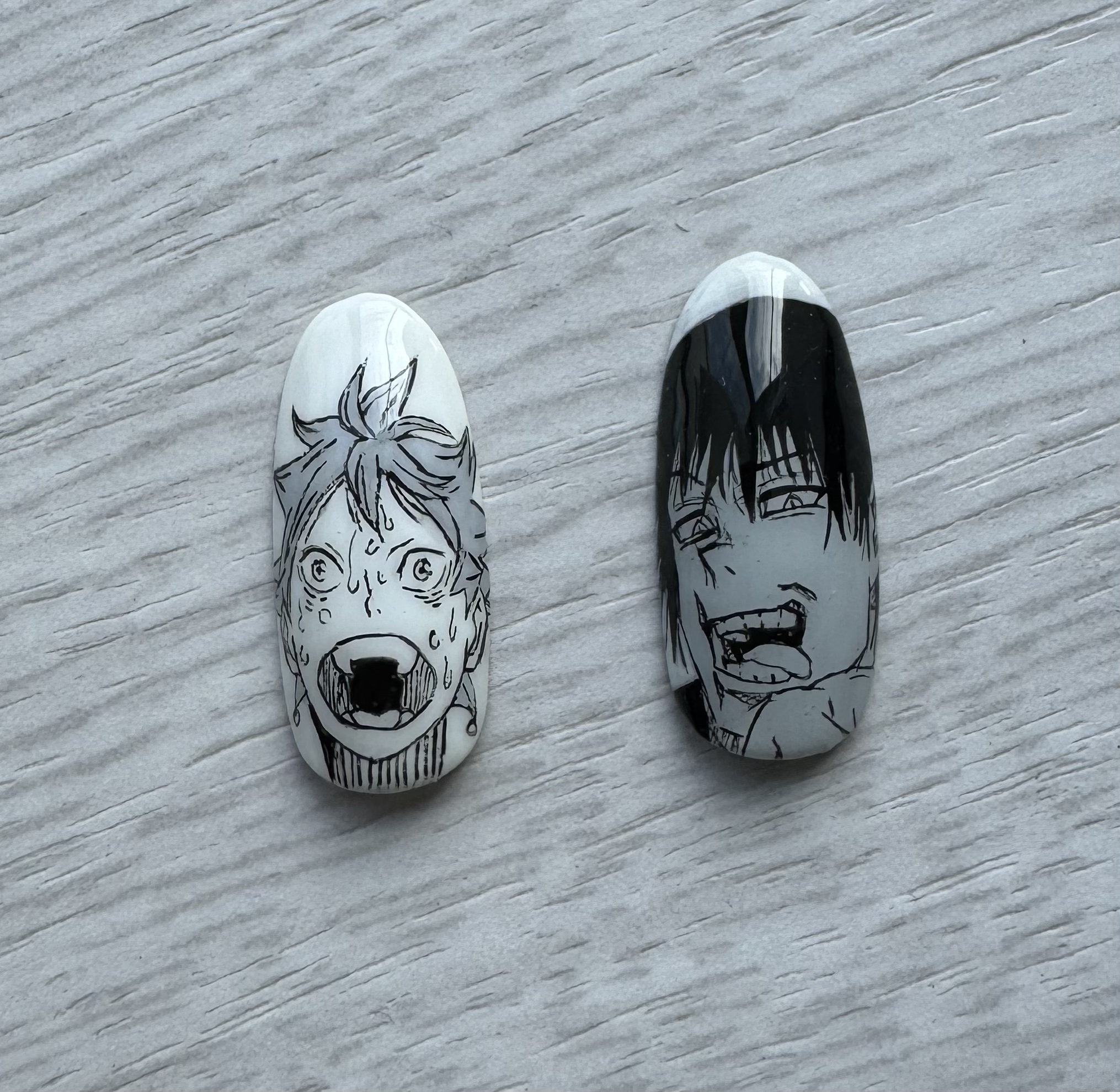 ARKEY TOKYO Drawing ジェルのクチコミ「【痛ネイル記録】

モノクロ集合〜〜〜！！

#ネイル#ジェルネイル#セルフネイル#痛ネイル..」（1枚目）