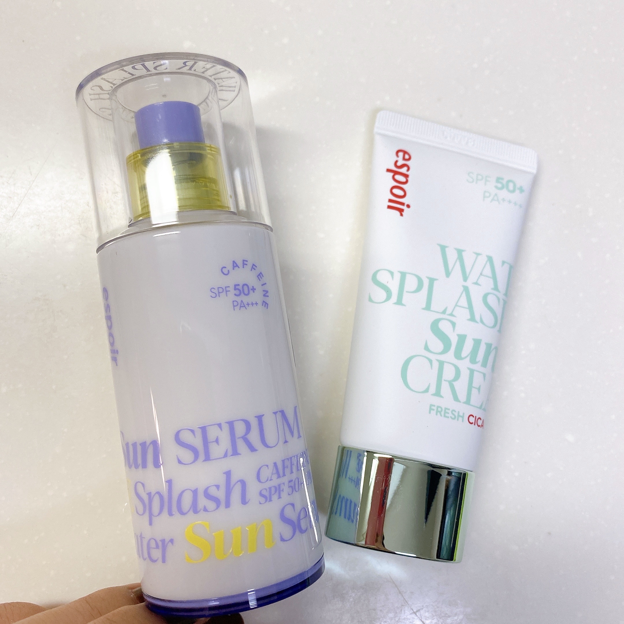 エスポア ウォータースプラッシュサンセラム サンクリームフレッシュ CICA ミニ付き/espoir/日焼け止めクリームを使ったクチコミ（1枚目）