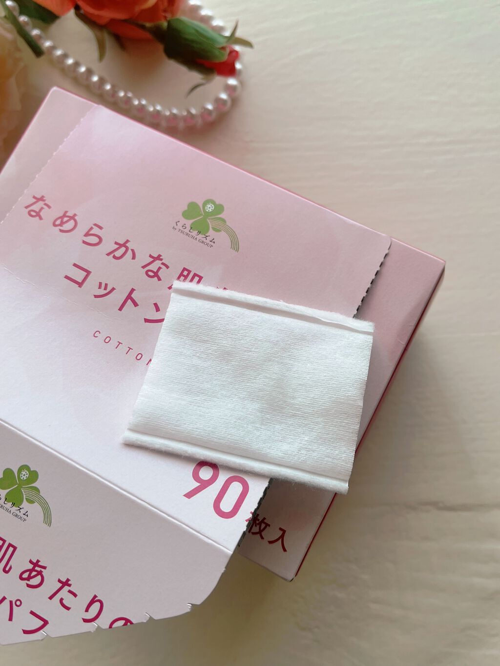 なめらかな肌あたりのコットンパフ/くらしリズム/コットンを使ったクチコミ（1枚目）