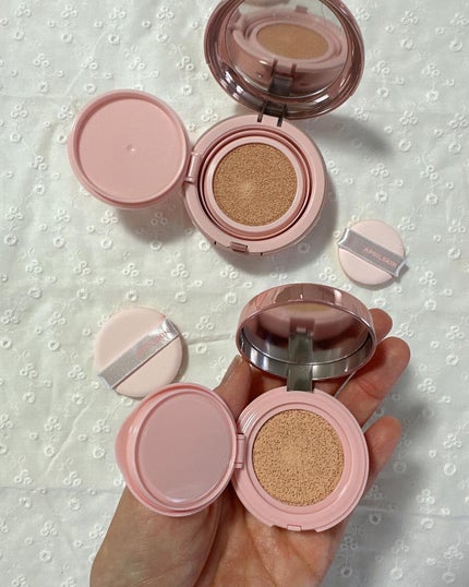 ハイパーカバーフィットクッション ピンク(桜エディション)/APRILSKIN/クッションファンデーションを使ったクチコミ(4枚目)