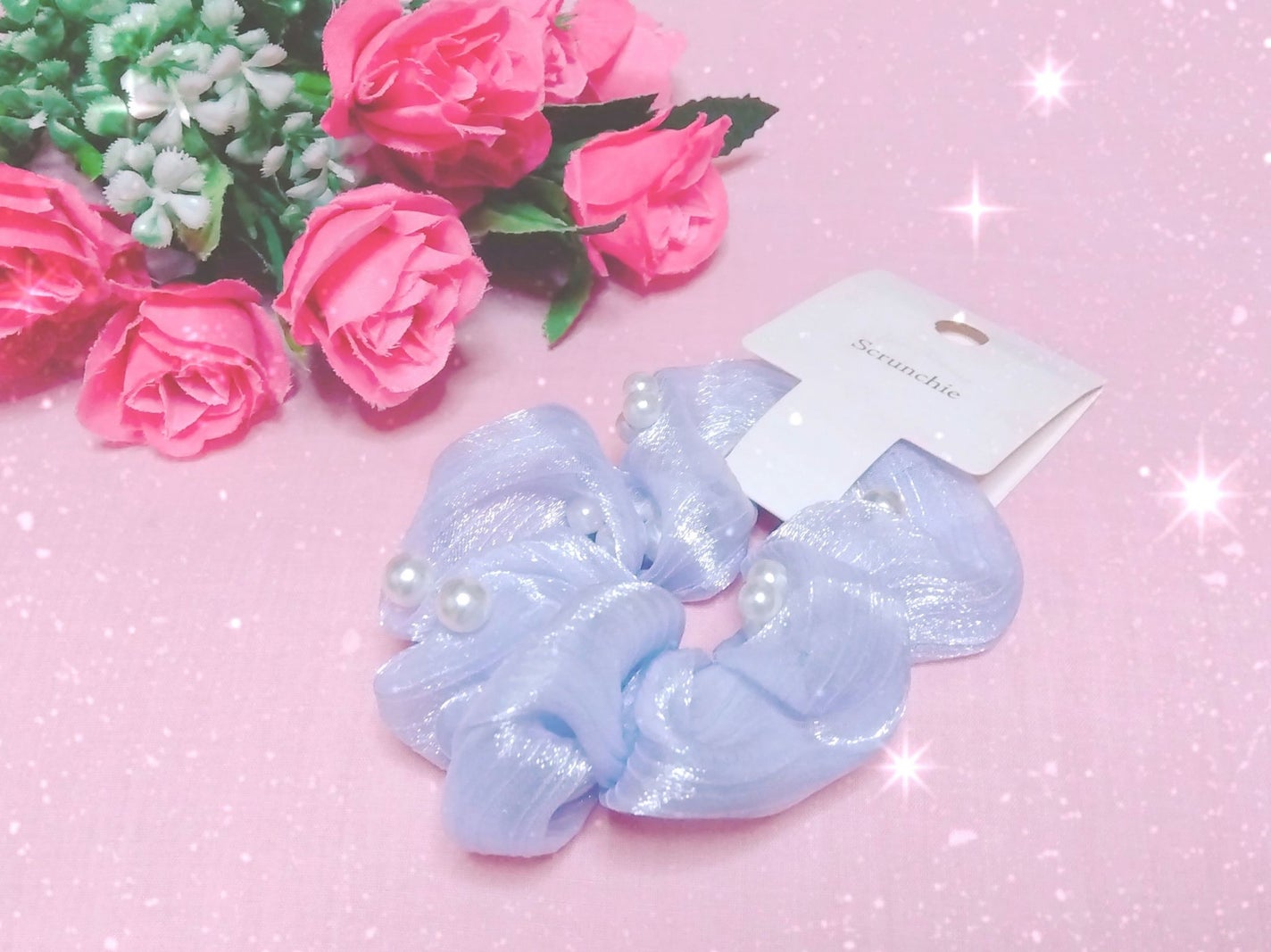 シュシュ フェイクパール、オーガンジー/DAISO/その他を使ったクチコミ(1枚目)