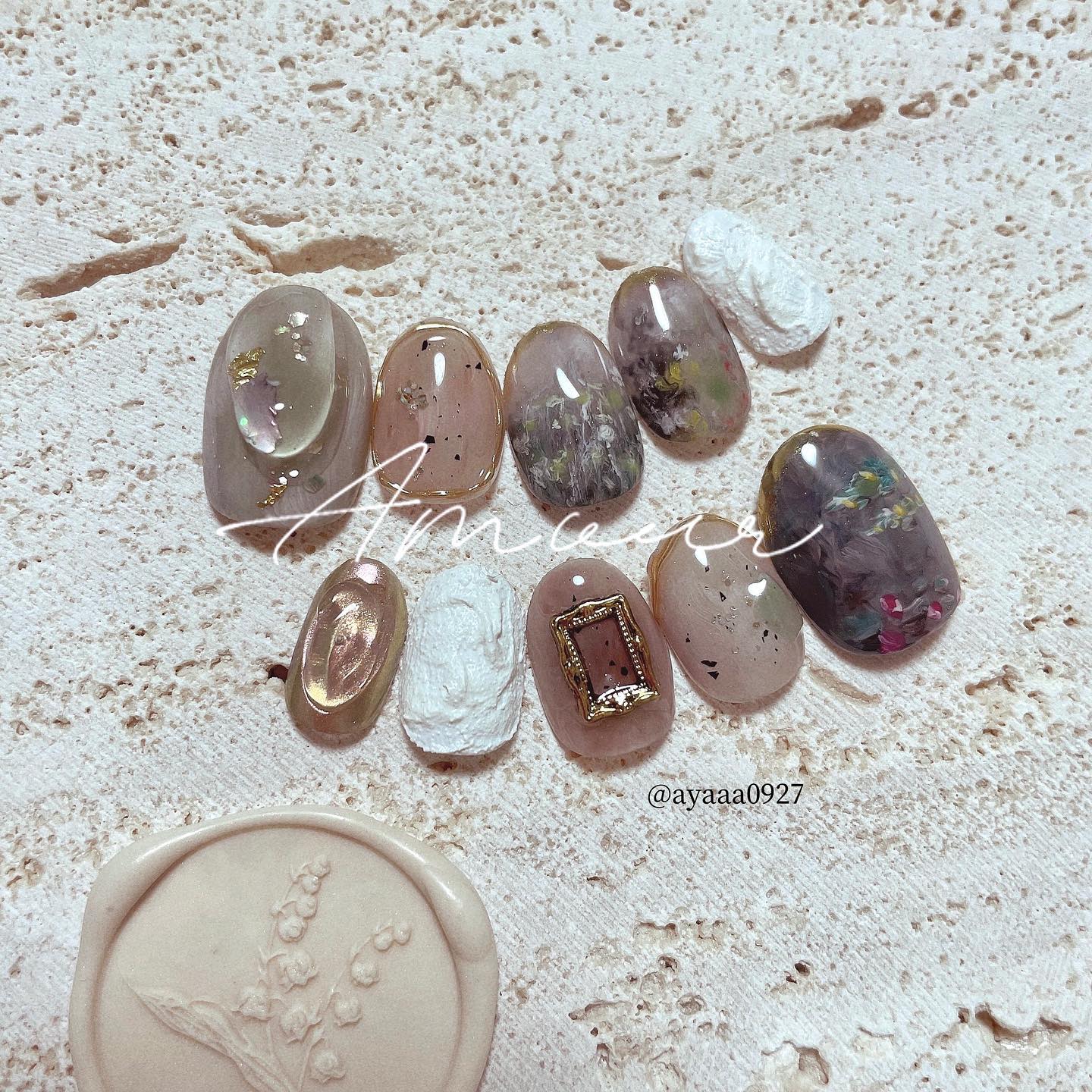 #モネネイル,#絵画ネイル,#韓国ネイルのネイルデザイン