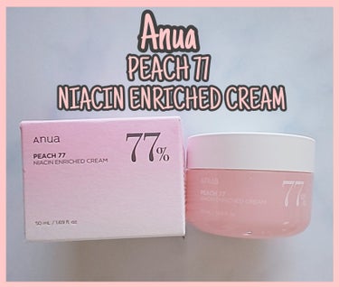 Anua 桃77%ナイアシンリッチモイスチャークリームのクチコミ「Anua PEACH 77 NIACIN ENRICHED CREAM

・うるツヤ肌
・ピタ.....」（1枚目）