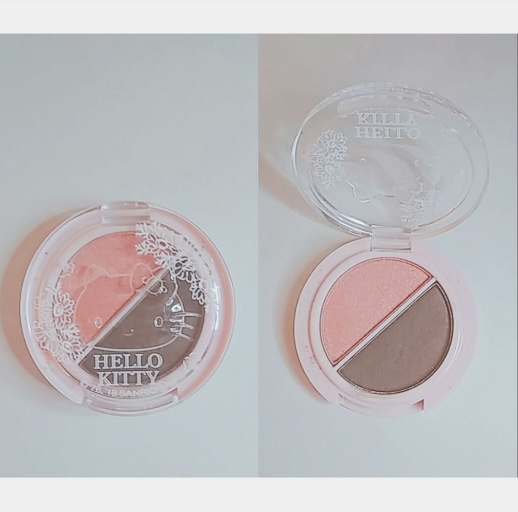 パウダーアイシャドウ ブルーミングキティ/DAISO/アイシャドウパレットを使ったクチコミ(1枚目)