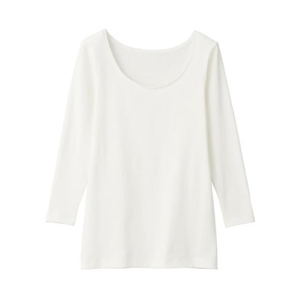 無印良品 綿であったかUネック八分袖