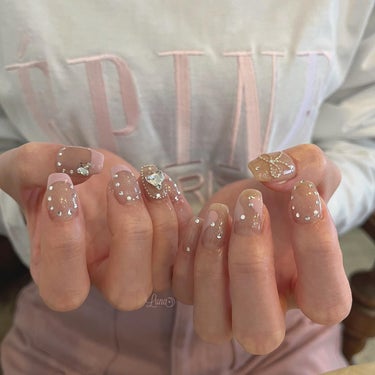 Iuna. Mizuki on LIPS 「.私と色違いピンクも可愛かった💖💞🎀#nail#nailsta..」（1枚目）