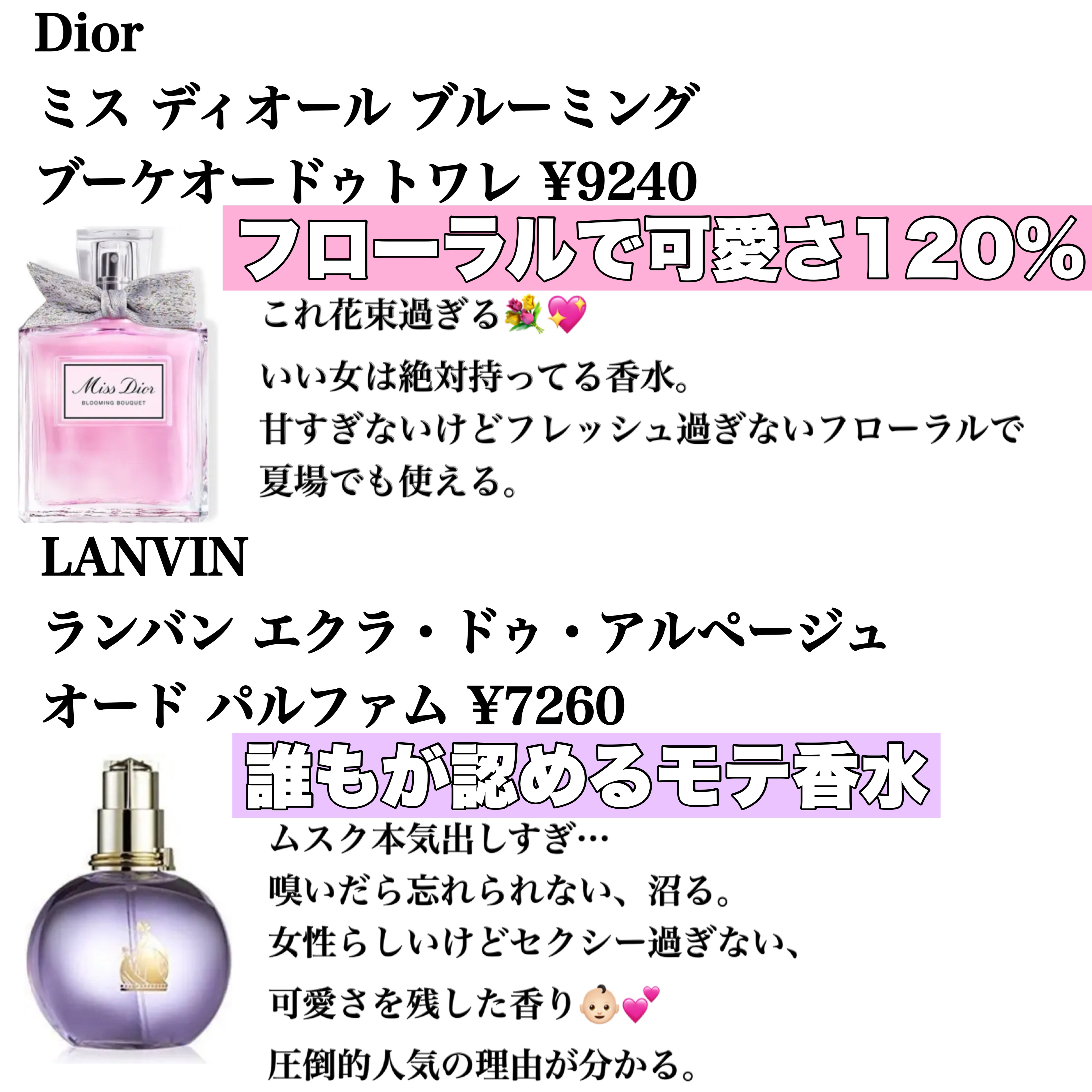 LANVIN・Jo MALONE LONDON・imp.・Dior・ルイ・ヴィトンの香水を使った