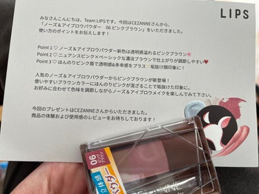 LIPSを通してCEZANNE様より
ノーズ＆アイブロウパウダー 06ピンクブラウン
を頂きました！！

真ん中ピンクが1番使いやすいとは思いつつ……今使っているのはピンクが端っこで混ぜたりする時ちょっ