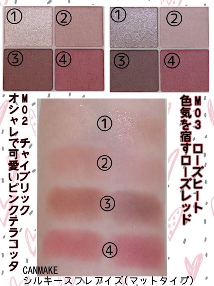 シルキースフレアイズ(マットタイプ)/キャンメイク/アイシャドウパレットを使ったクチコミ(2枚目)