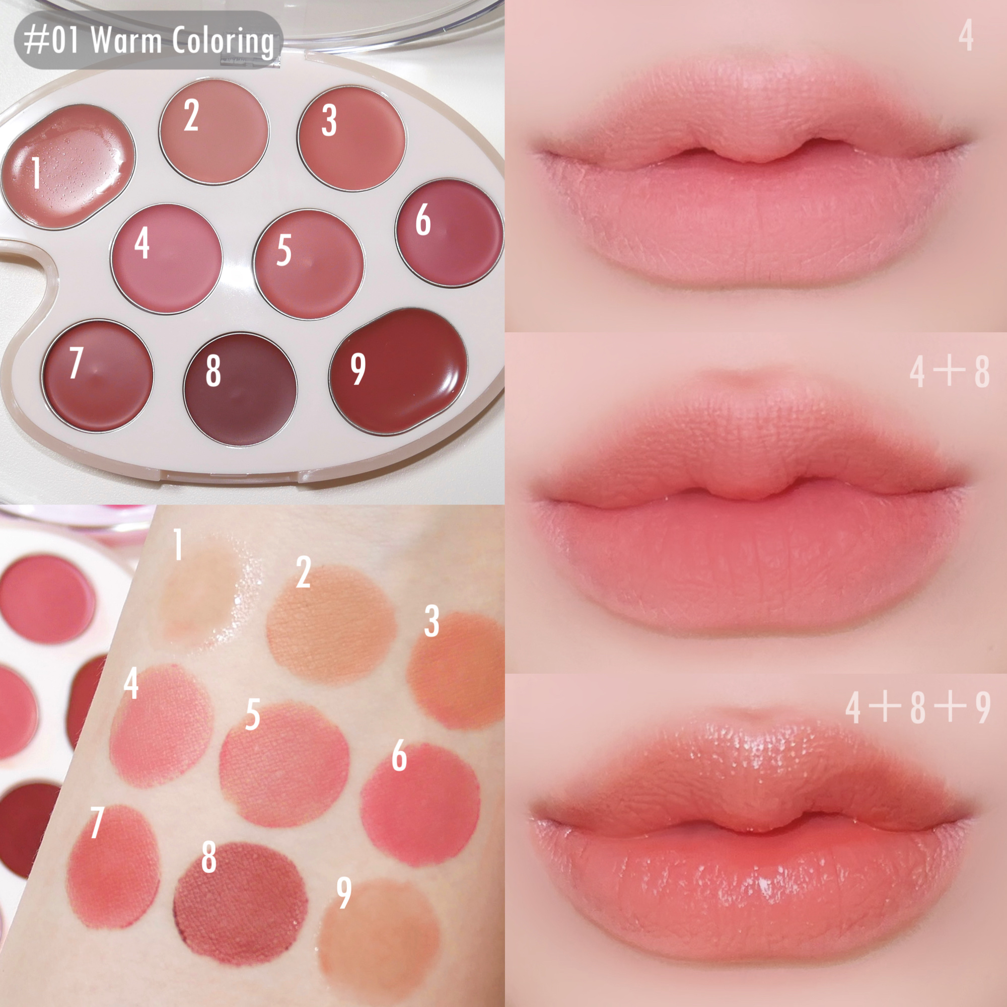 ムードペインティングリップアンドチークパレット 01ウォームカラーリング/dasique/マルチパレットを使ったクチコミ（2枚目）