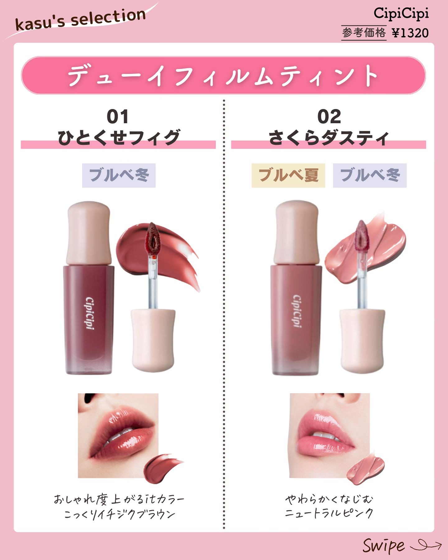 デューイフィルムティント/CipiCipi/リップティントを使ったクチコミ（2枚目）