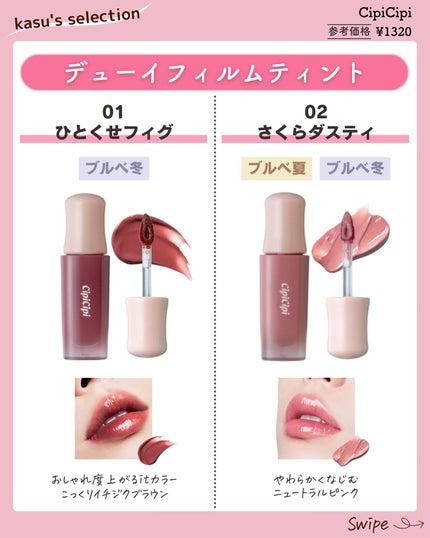 デューイフィルムティント/CipiCipi/リップティントを使ったクチコミ(2枚目)