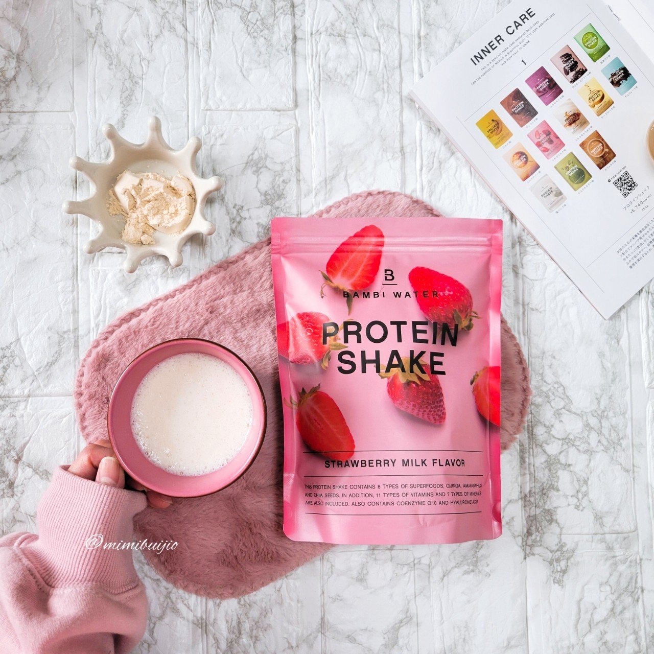 プロテインシェイク ストロベリーミルク/BAMBI WATER/その他プロテインを使ったクチコミ（1枚目）
