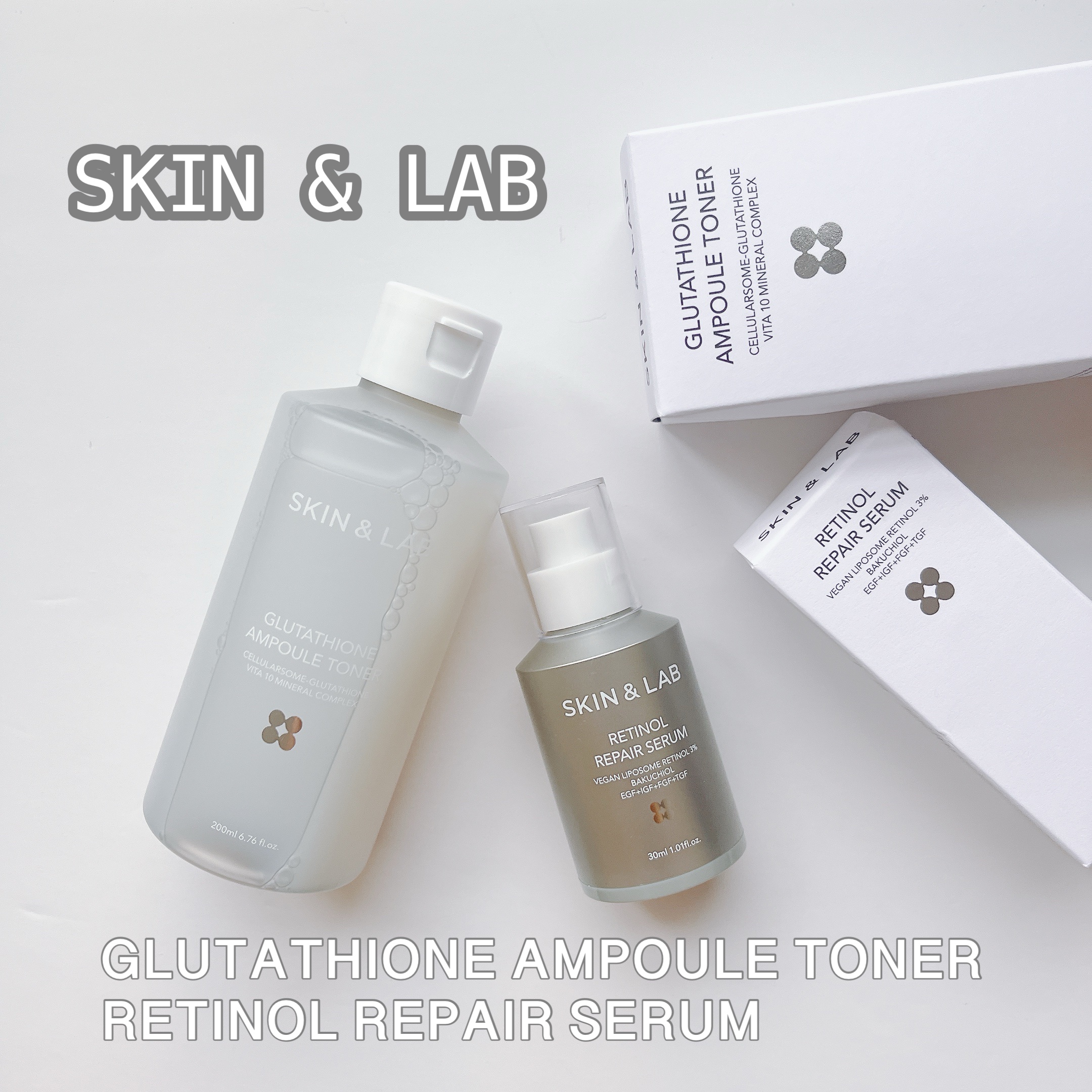 

SKIN&LAB
 
グルタチオンアンプルトナー
レチノールリペアセラム
 
 

高純度のグルタチオントナーは、既存リポソームに比べて大きさが小さく均一でだから肌に素早く吸収されるんだって🫧

とろみのあるテクスチャーは、ぐんぐん肌