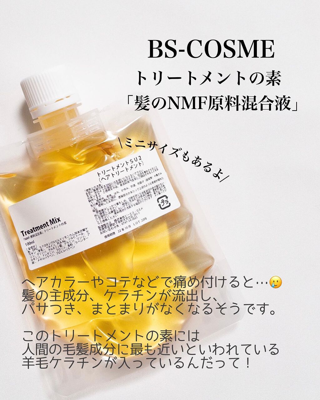 NMF原料混合液 トリートメントのもと/ビーエスコスメ/洗い流すヘアトリートメントを使ったクチコミ(2枚目)