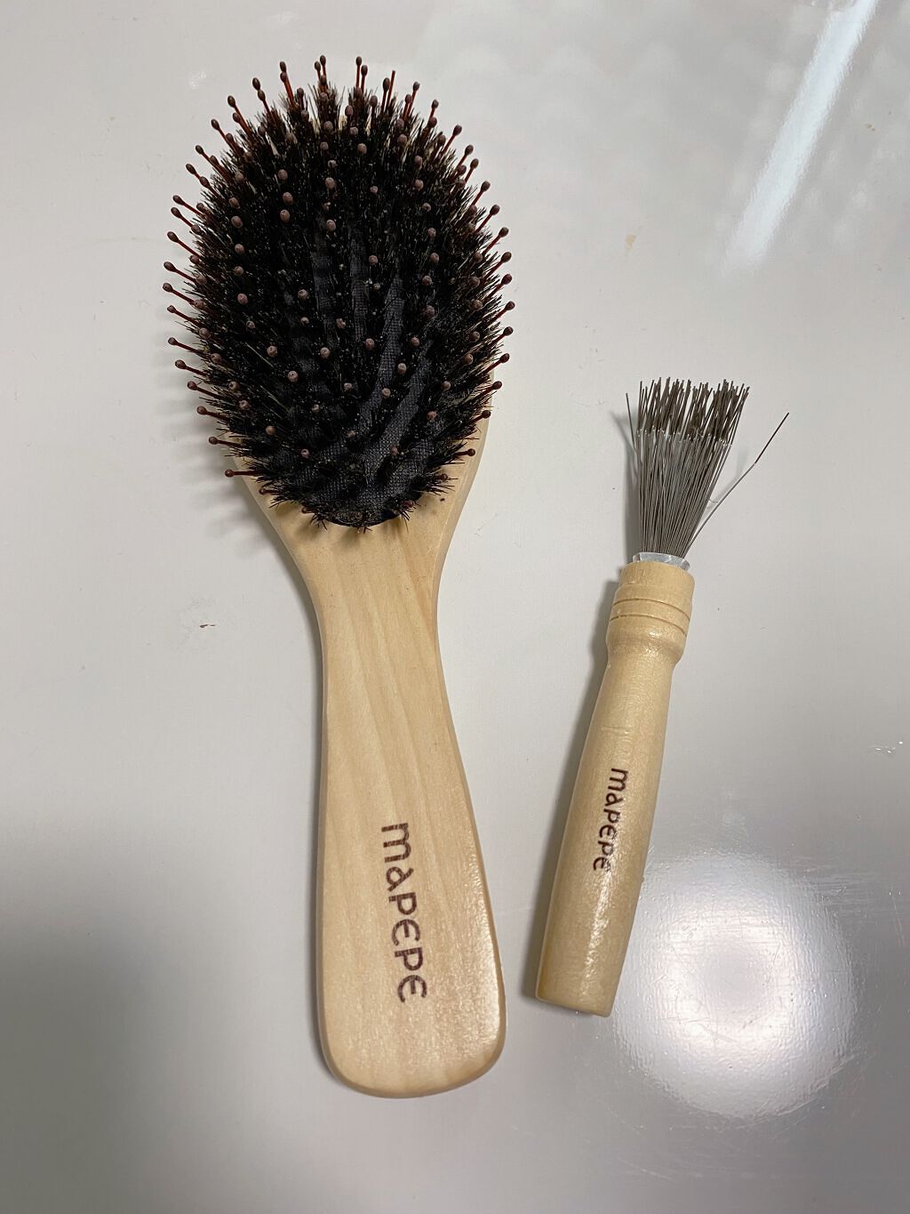 つやつや天然毛のミックスブラシ/マペペ/ヘアブラシを使ったクチコミ（3枚目）